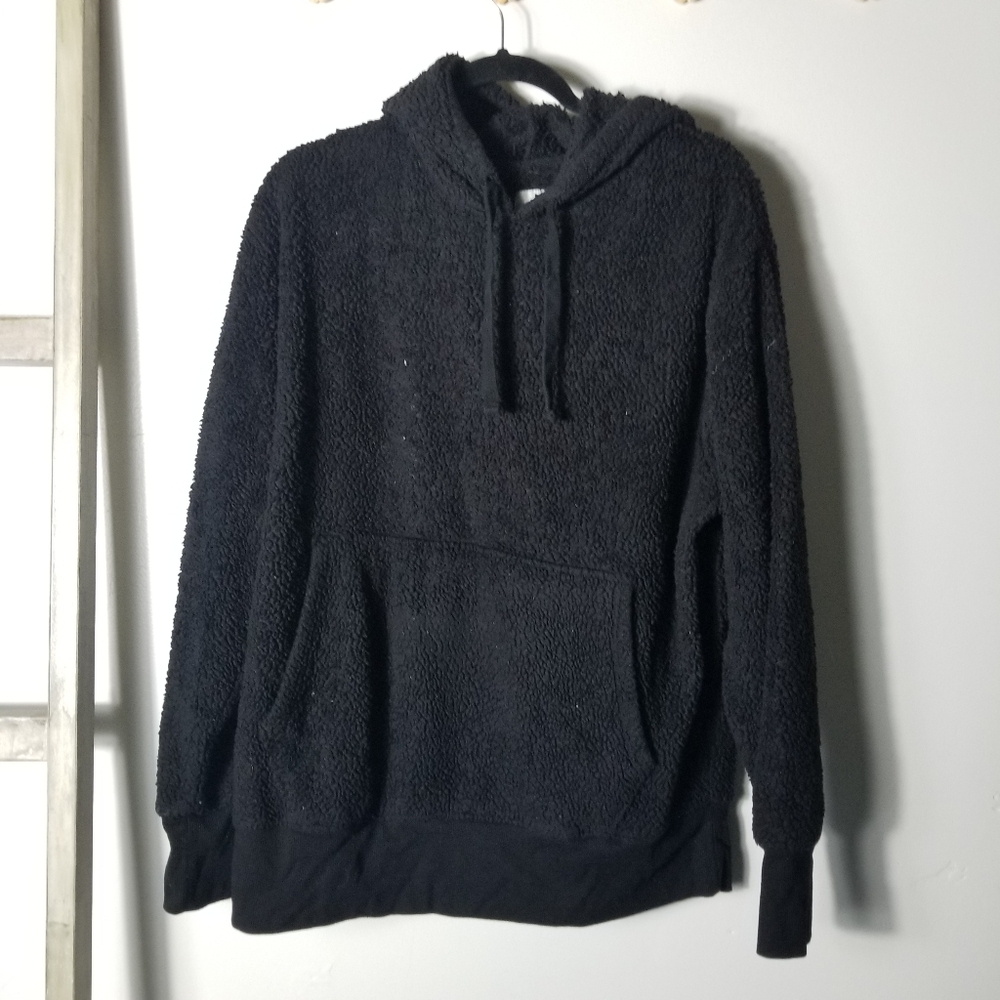 SO JUNIORS BLACK COZY SOFTEST SHERPA HOODIE SIZE LARGE
